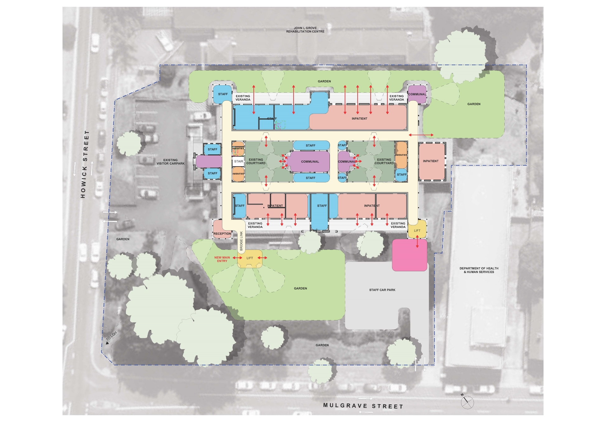 architect's plan showing aerial layout of hospice