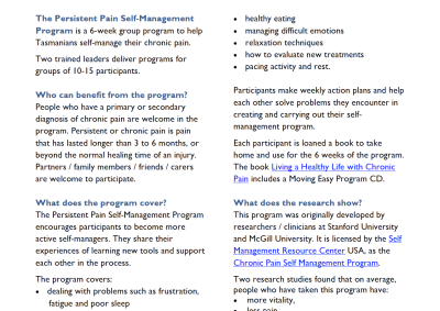 Thumbnail image of the Persistent pain self-management program