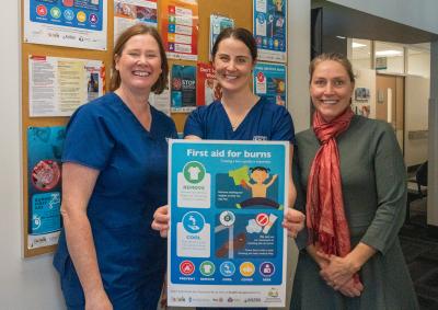 Tasmanian Burns Unit team in front of posters
