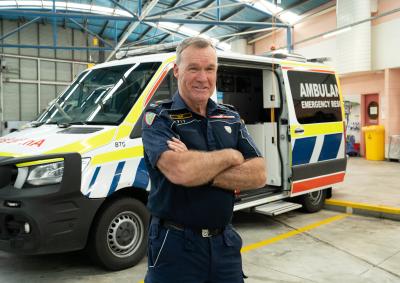 Graeme Jones who has marked 50 years' service as a paramedic in Tasmania.