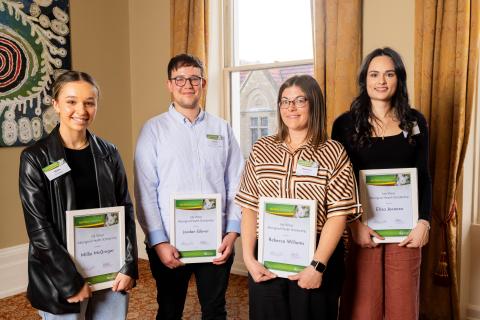 Some of the recipients of the Ida West Aboriginal Health Scholarships, from left to right - Millie McGregor, Jordan Glover, Rebecca Williams and Eliza Jacoora.