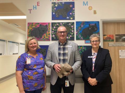 Acting Nurse Unit Manager for Wombat Ward, Angela Bransden, with Brendan Docherty (Deputy Secretary, Hospitals and Primary Care) and Fiona Lieutier (Chief Executive, Hospitals North.