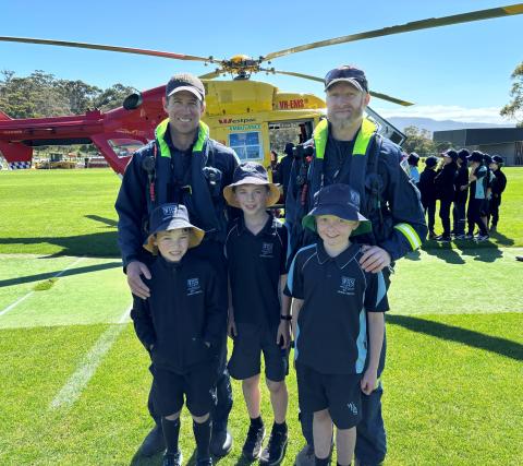 The Westpac Rescue Helicopter landed in Hobart for Waimea Heights Primary School students on Wednesday, 23 October.