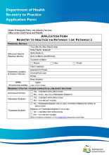 Thumbnail image of the nurses and midwives re-entry to application single page form