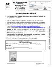 Thumbnail image of the North West rehabilitation unit referral form.