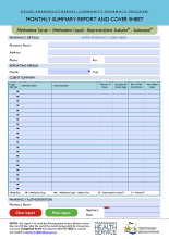 Thumbnail image of the template that can be used for opioid monthly summary report template.