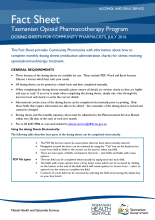 Thumbnail image of the fact sheet for dosing information for community pharmacies.