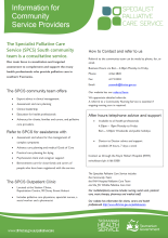 Thumbnail image of the information sheet for community service providers about palliative care services.