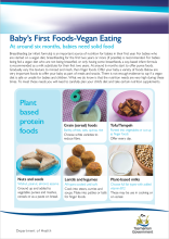 Thumbnail image of baby's first food fact sheet for vegans