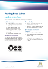 Thumbnail image of the reading food labels fact sheet