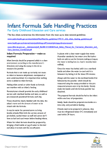 Thumbnail image of the Infant Formula Safe Handling Practices fact sheet