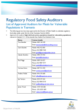 Approved Food Safety Auditors List | Tasmanian Department Of Health