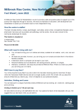 Thumbnail image of the Millbrook Rise Centre fact sheet.