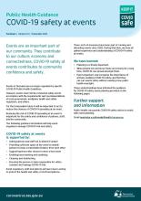 Thumbnail of the front page of the Public Health Guidance regarding COVI-19 safety at events