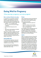 Thumbnail image of the fact sheet outlining how to eat well during pregnancy