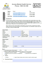 Thumbnail image of the Access Mental Health referral form for health professionals.