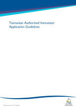 Thumbnail image of the Tasmanian authorised immuniser application guidelines.