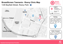 Image of Map for Breast Screen Rosny Tasmania 