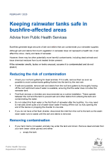 Image of factsheet - keeping rainwater tanks safe in bushfire-affected areas