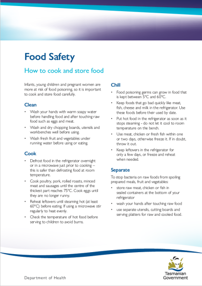 Food safety fact sheet | Tasmanian Department of Health