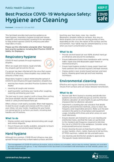 Best Practice COVID-19 Workplace Safety: Hygiene And Cleaning Fact ...