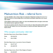 Malnutrition risk referral form