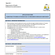 A thumbnail image of the form for nurse practitioners to use for authorisation to prescribe.