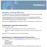 Thumbnail image of the expression of interest form for TAZREACH.