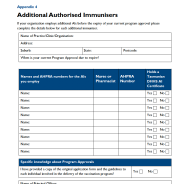 Thumbnail image of the additional authorised immunisers form