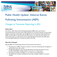 Thumbnail of the factsheet explaining adverse event following immunisation and associated forms.