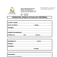 Thumbnail image of the NW paediatric speech pathology referral form.