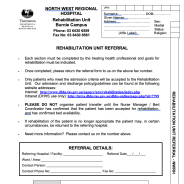 Thumbnail image of the North West rehabilitation unit referral form.