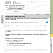 Thumbnail image of the form used for transfers to the opioid program.