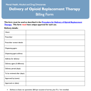 Thumbnail image of the delivery of the opioid replacement therapy billing form.
