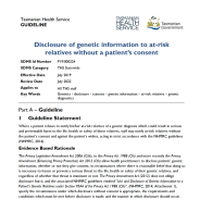 Thumbnail image of the disclosure of genetic results without consent guidelines.