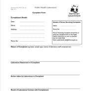 Thumbnail image of complain form for the public health library