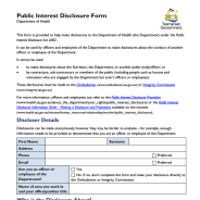 Thumbnail image of the Public Interest Disclosure form