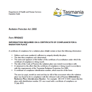 Thumbnail image of RPA0602 Information Required on Certificate of Compliance form
