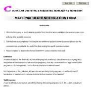 Thumbnail image for Maternal Death Notification Form