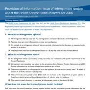 Thumbnail image for advisory notice - Provision of Information - Issue of Infringement Notices under the Health Service Establishments Act 2006
