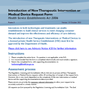New therapeutic intervention or medical device request form (Form 3) thumbnail image