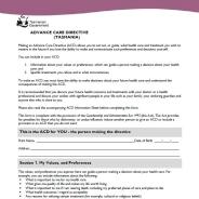 A thumbnail image of the advance care directive form.