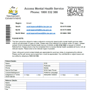 Thumbnail image of the Access Mental Health referral form for health professionals.