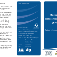 Thumbnail image for the Back Assessment Clinic patient information brochure
